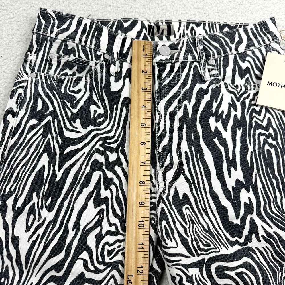 NWT Mother Rascal Ankle Fray Jeans Womens 28 Zebra Print Straight Leg High Waist - Picture 5 of 15